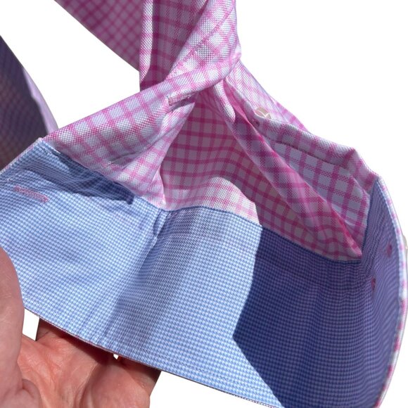 LORENZO UOMO Men's Pink Shepherds Check Trim Fit Button Up Shirt- 16 (34-35) - Picture 3 of 5